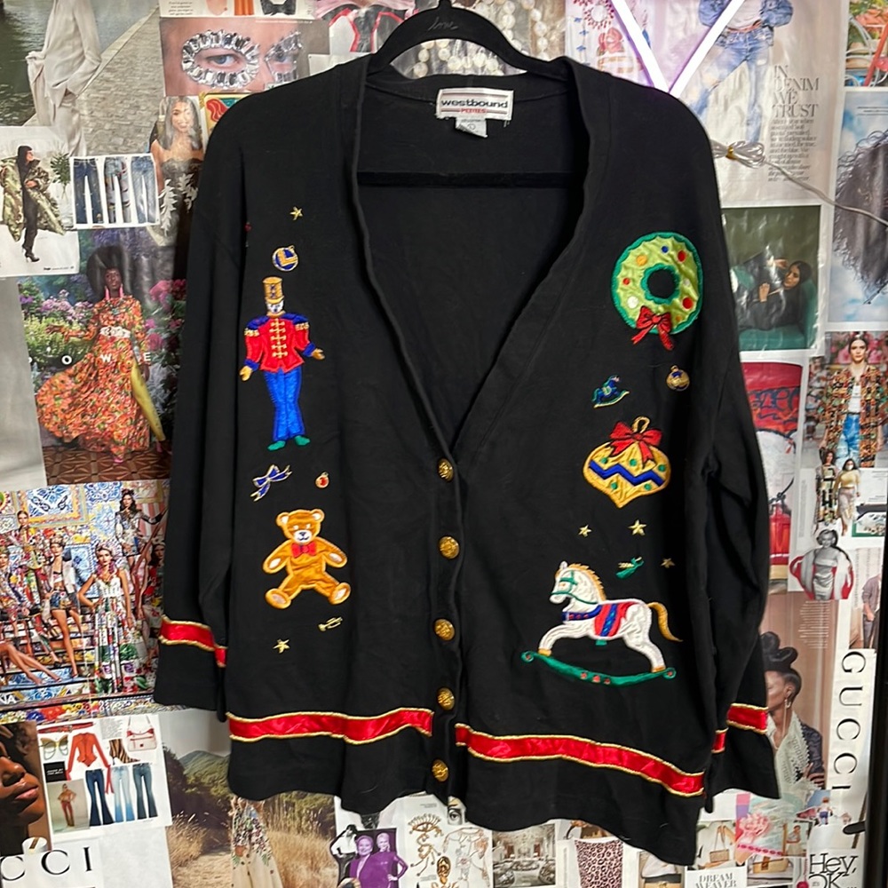 Vintage Embroidered Patch Ugly Christmas Sweater